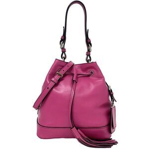 Prada drawstring bag pink FUXIA tassels soft calf Beckett handbag crossbody